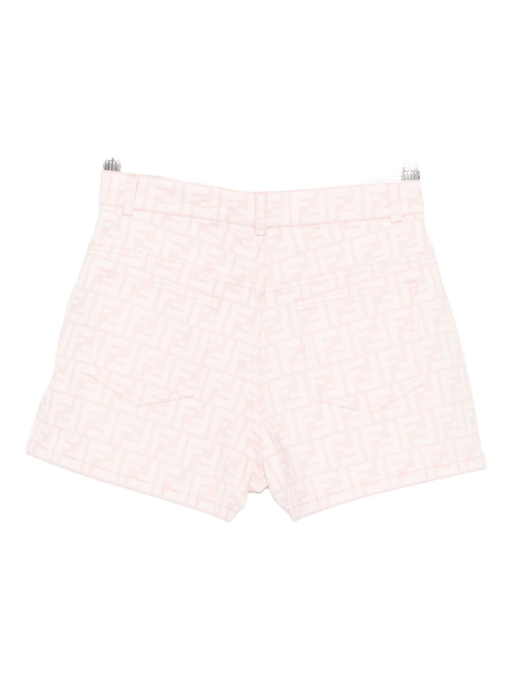 Fendi Kids Shorts junior in denim di cotone rosa