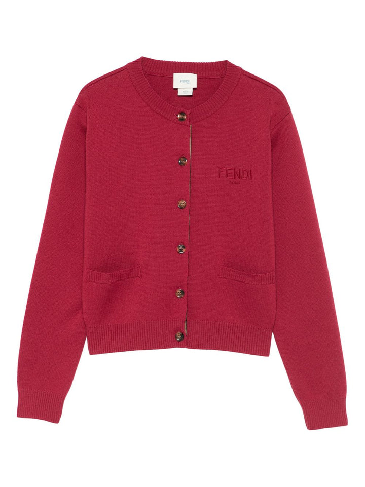 Fendi Kids Cardigan con bottoni e logo ricamato