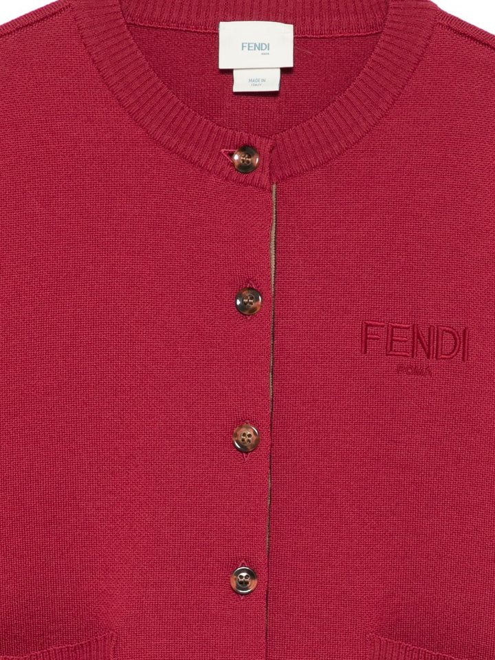 Fendi Kids Cardigan con bottoni e logo ricamato