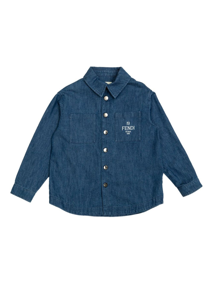 Fendi Kids Camicia denim con logo