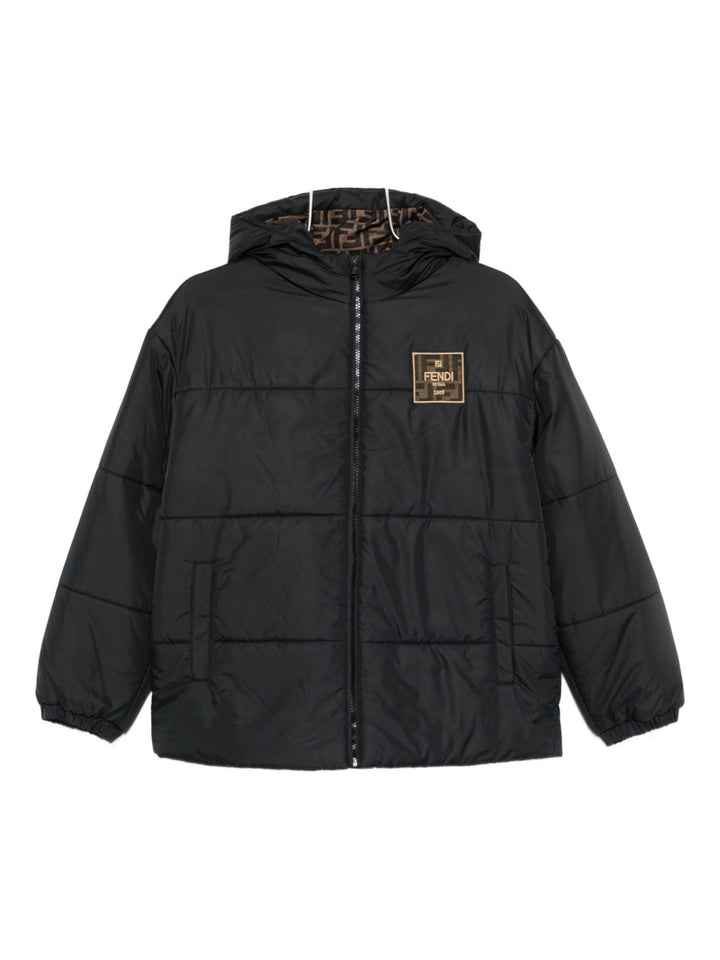 Fendi Kids Piumino nero reversibile per bambini