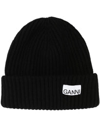 GANNI Berretto a coste con applicazione
