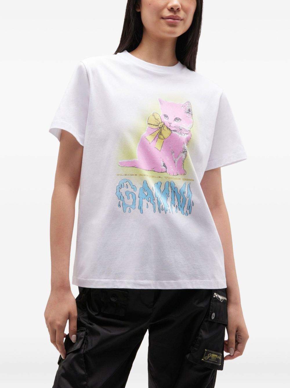 GANNI T-shirt Kitty con fiocco