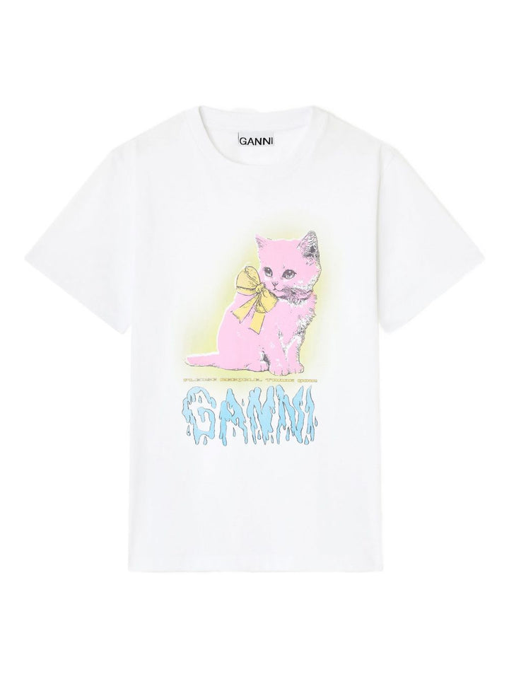 GANNI T-shirt Kitty con fiocco
