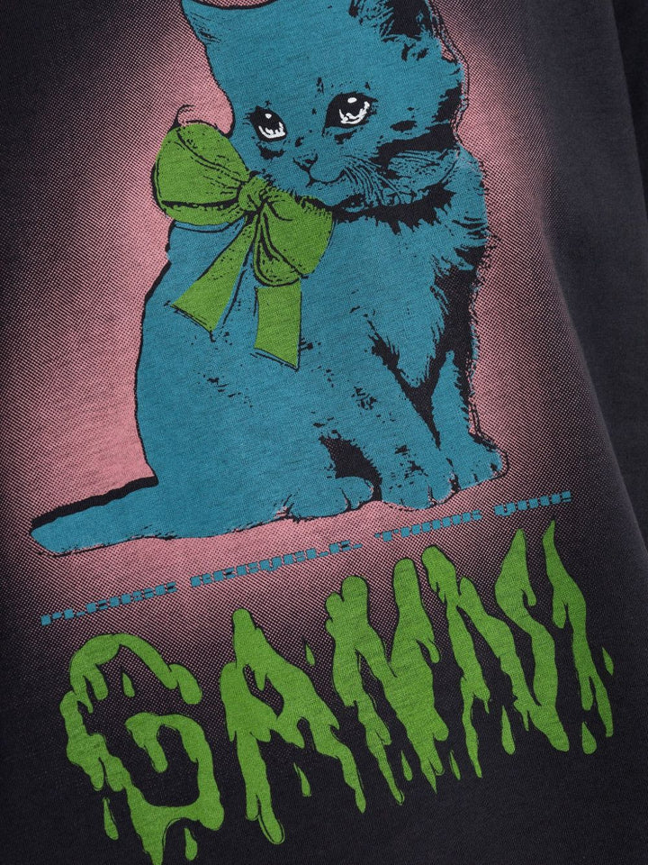 GANNI T-shirt Neon Kitty