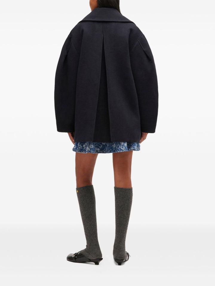 GANNI Cappotto doppiopetto con maniche a palloncino