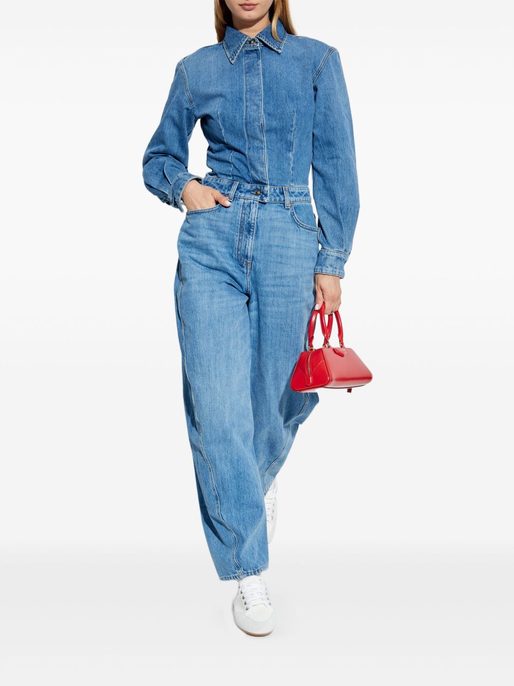 Givenchy Tuta in denim con collo a camicia