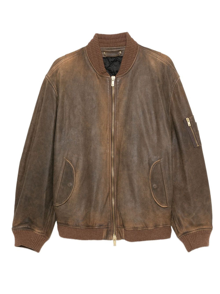 GOLDEN GOOSE Bomber in pelle invecchiata