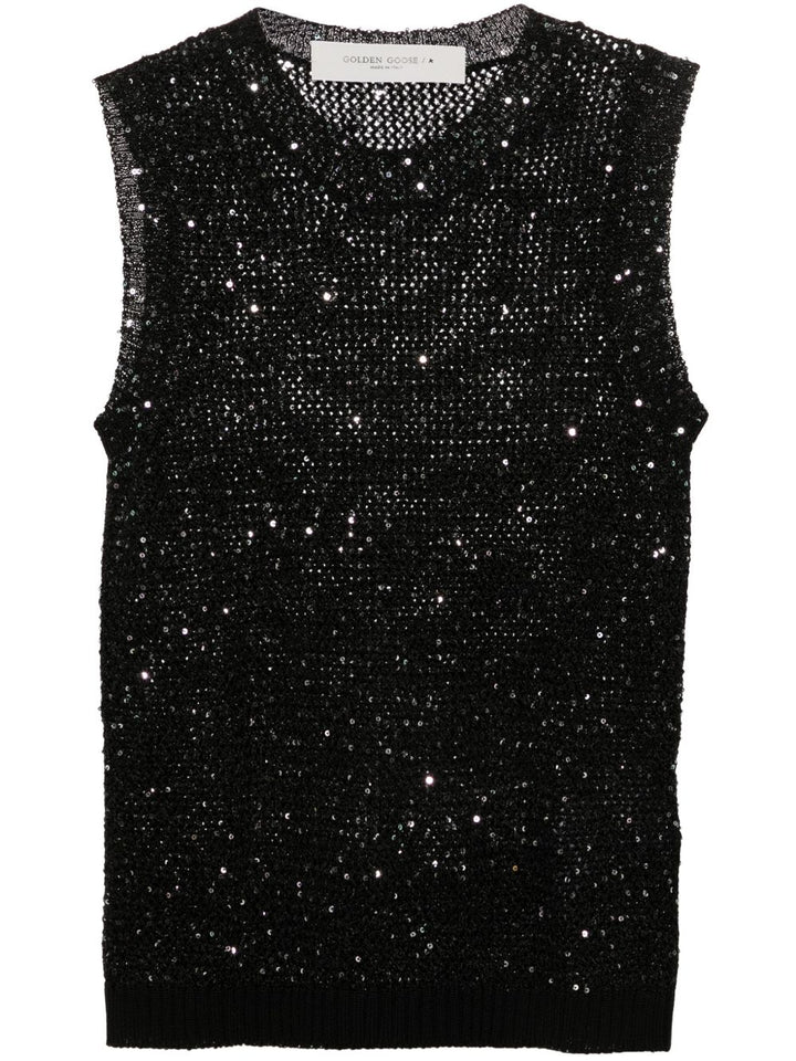 Golden Goose
Top smanicato con paillettes