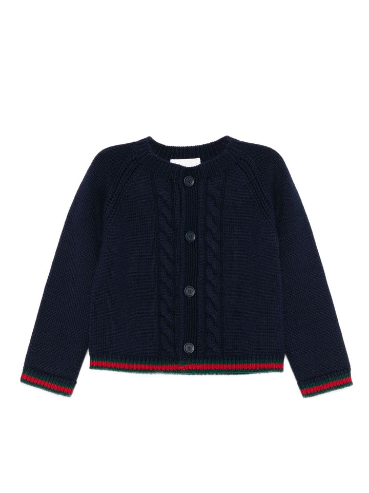 Gucci Kids
Giacca cardigan in maglia a trecce blu