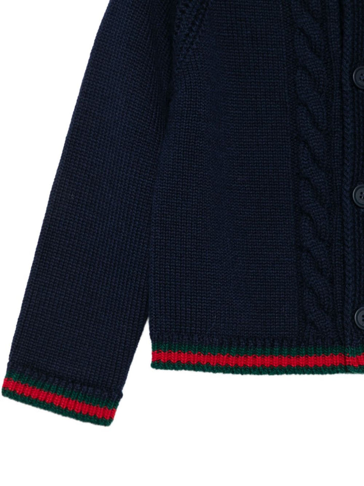 Gucci Kids
Giacca cardigan in maglia a trecce blu