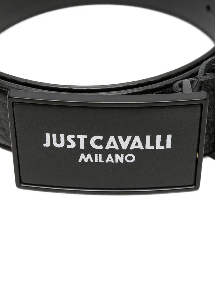 Just Cavalli Cintura in pelle con placca logo