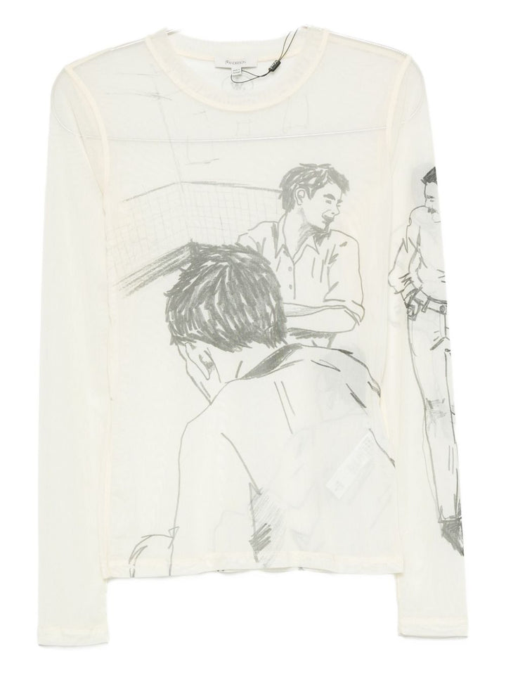 JW Anderson
T-shirt a maniche lunghe con stampa sketch