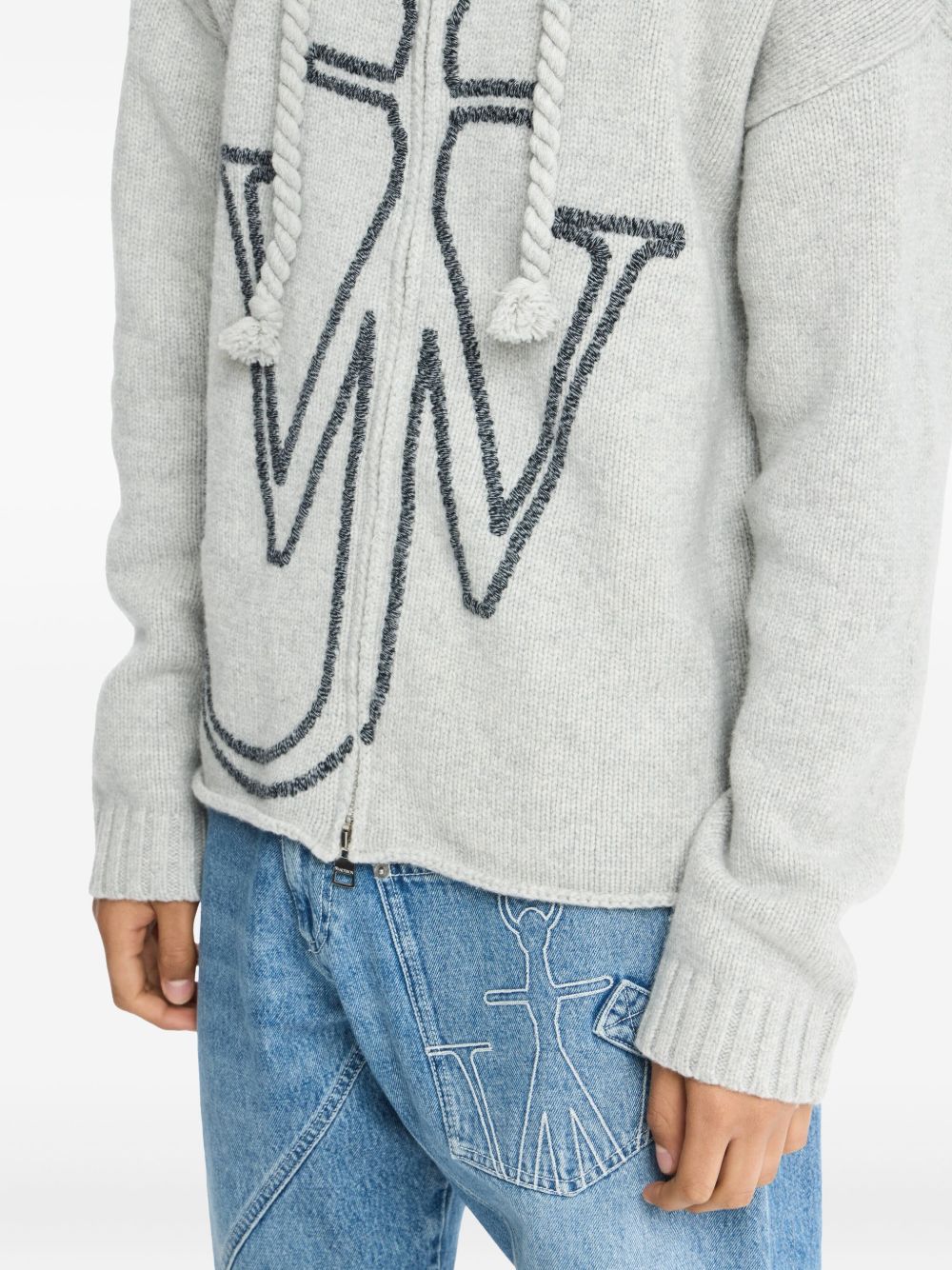 JW Anderson Cardigan con zip e logo Anchor