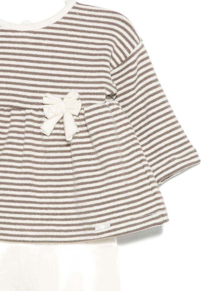 LALALU Completo tutina a righe con fiocco decorato