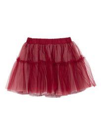 LALALU' Gonna corta a strati di veli colore bordeaux