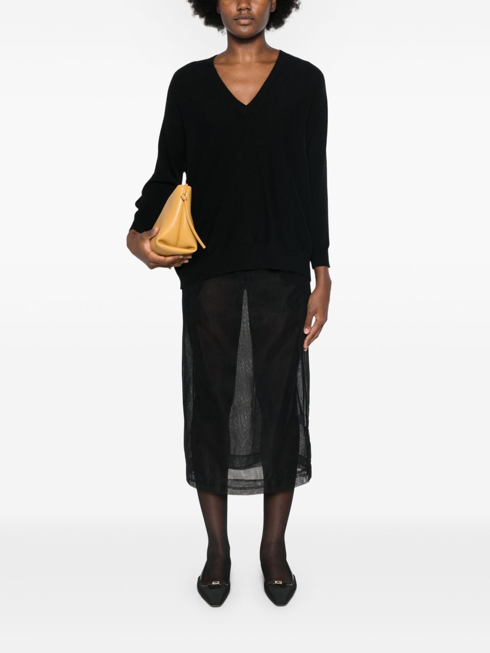 Lisa Yang Maglione nero in cashmere lavorato a maglia