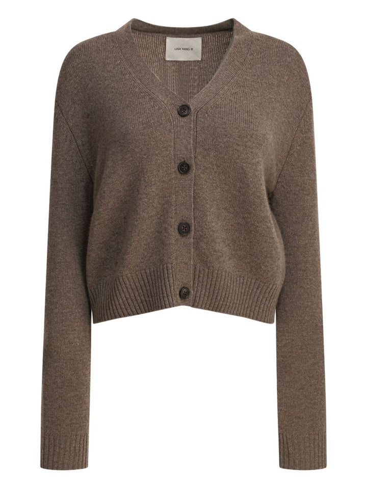 Lisa Yang
Maglione in cashmere marrone con scollo a V