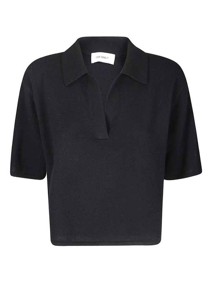 Lisa Yang Maglione nero in cashmere lavorato a maglia