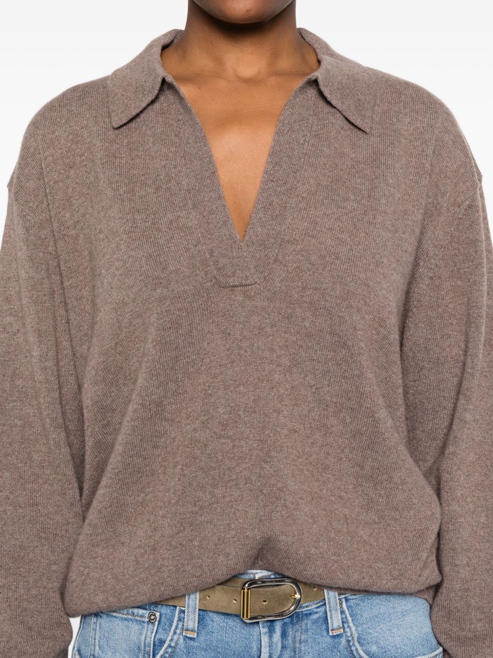 Majestic T-shirt polo in maglia beige