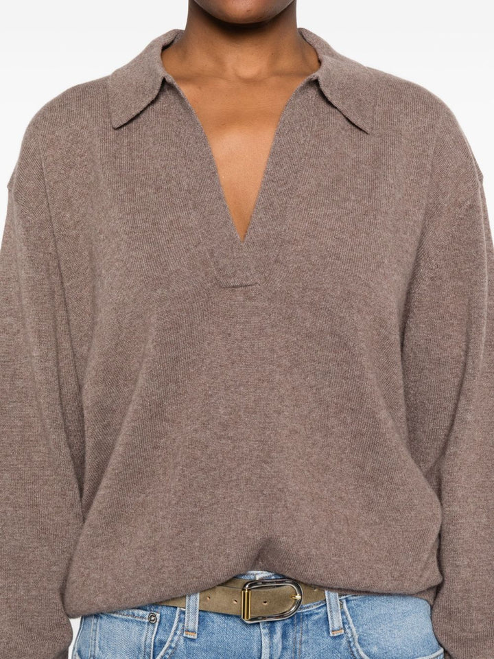 Majestic T-shirt polo in maglia beige