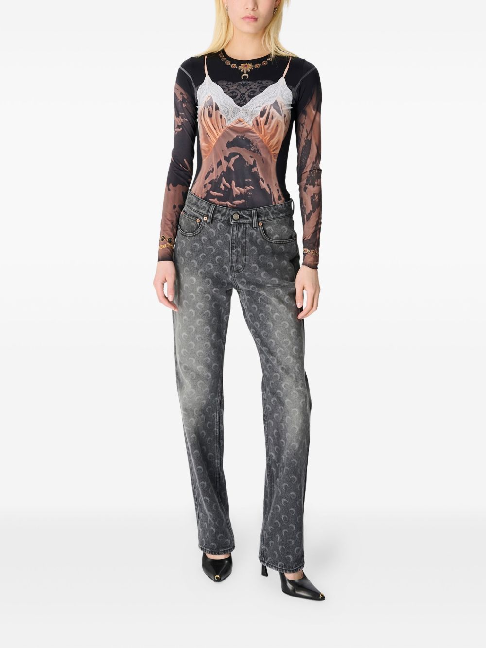 Marine Serre Jeans Moon Laser dritti