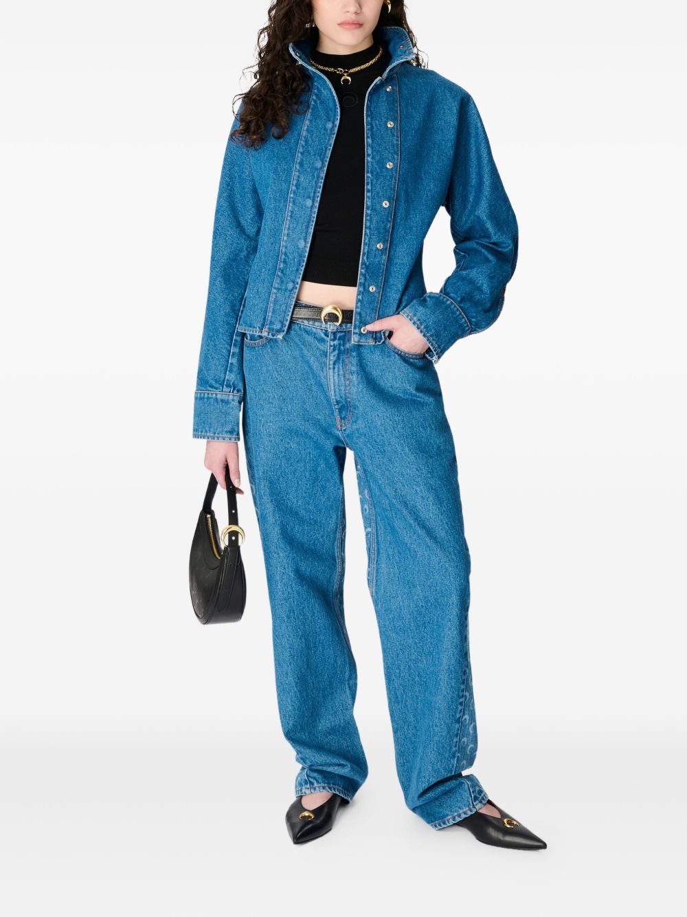 Marine Serre Camicia denim Moon Laser