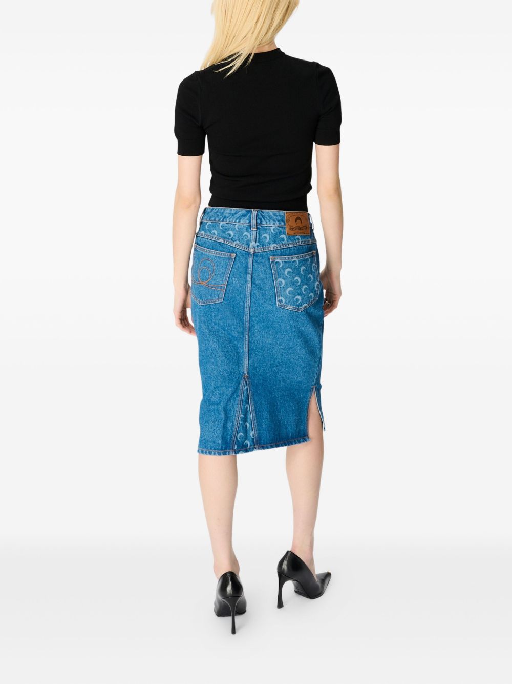 Marine Serre
Gonna Moon Laser midi denim