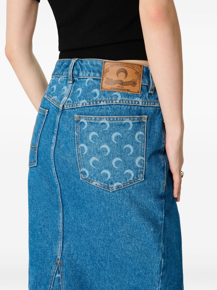 Marine Serre
Gonna Moon Laser midi denim