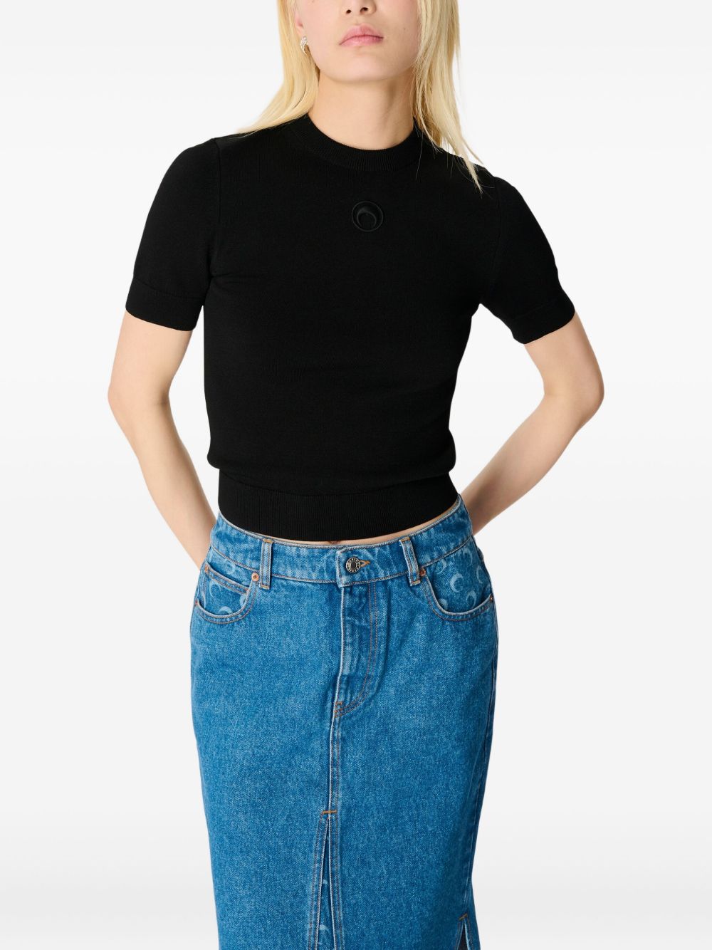 Marine Serre Gonna Moon Laser midi denim