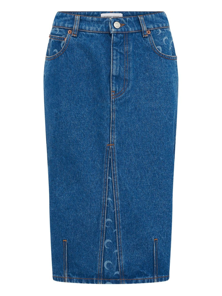 Marine Serre
Gonna Moon Laser midi denim