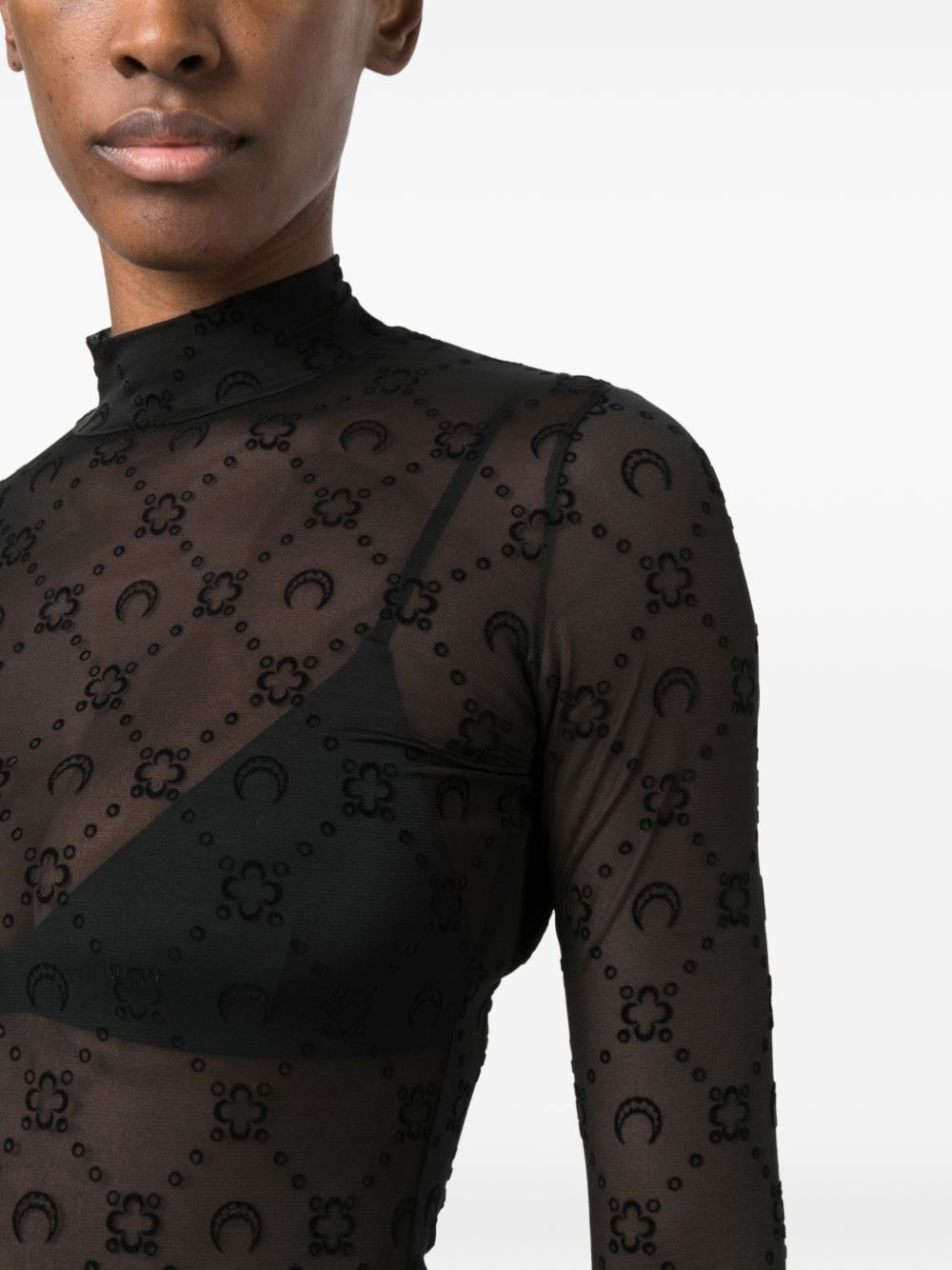 Marine Serre
Top in rete con monogramma floccato