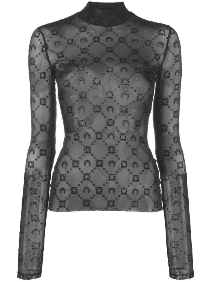 Marine Serre
Top in rete con monogramma floccato