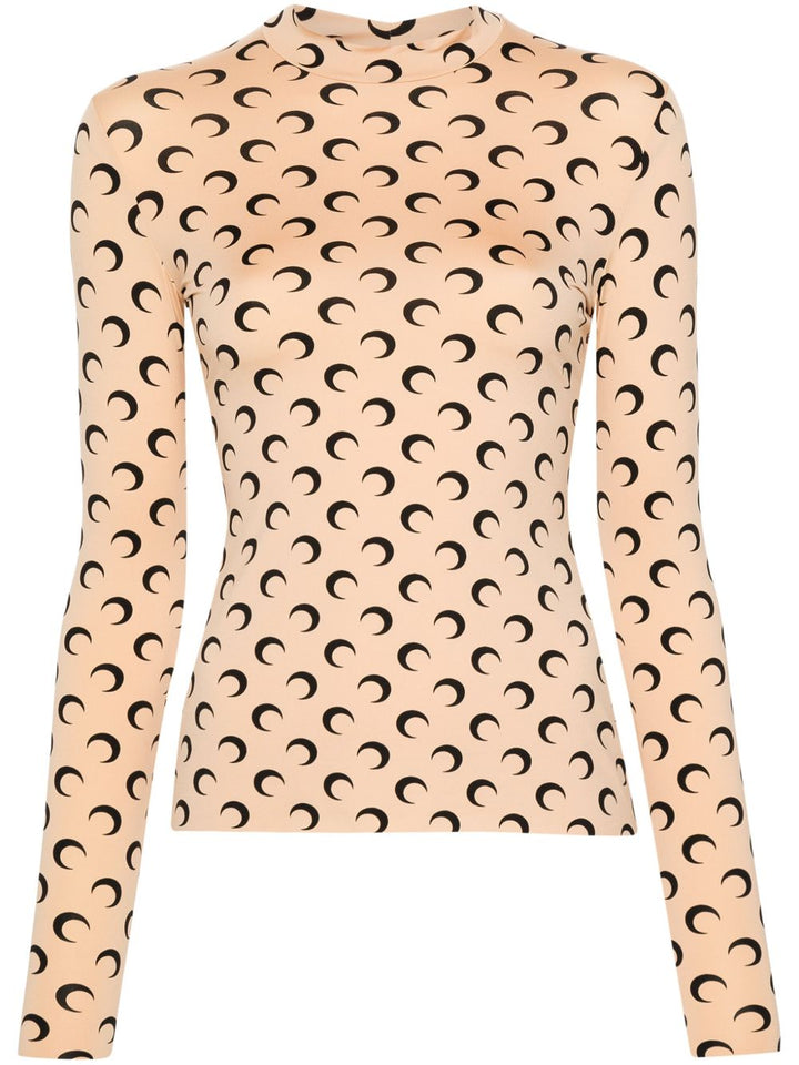 Marine Serre Maglia girocollo in jersey riciclato Moon Second Skin