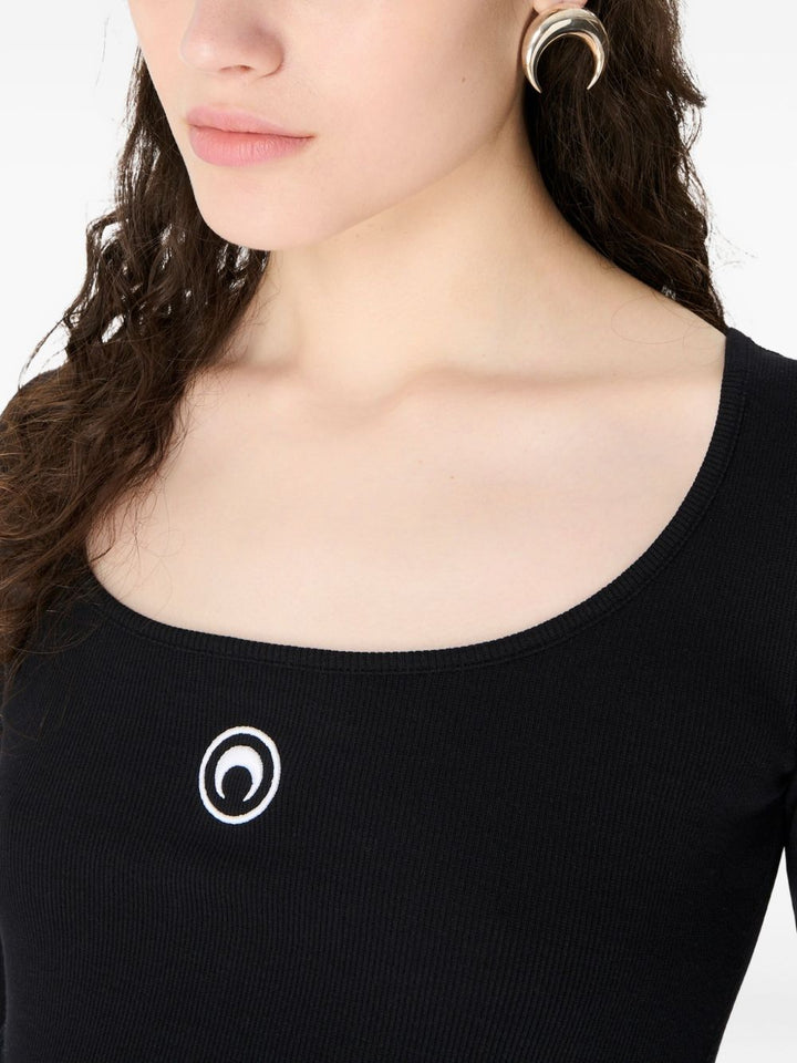 Marine Serre Top in jersey con ricamo logo