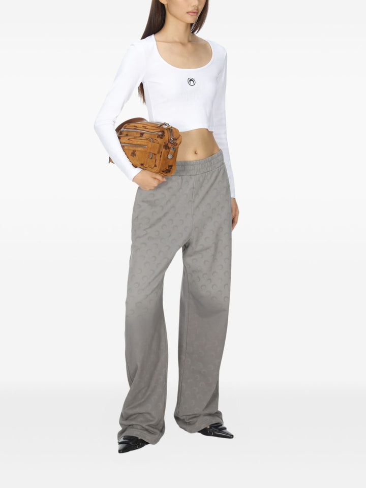 Marine Serre Top girocollo con ricamo logo