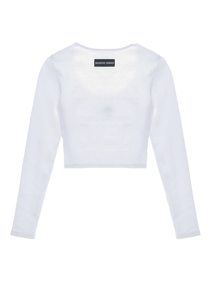 Marine Serre Top girocollo con ricamo logo