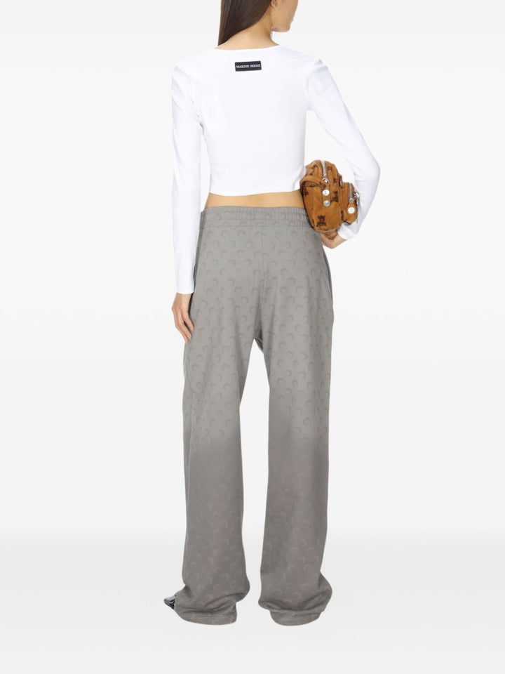 Marine Serre Top girocollo con ricamo logo