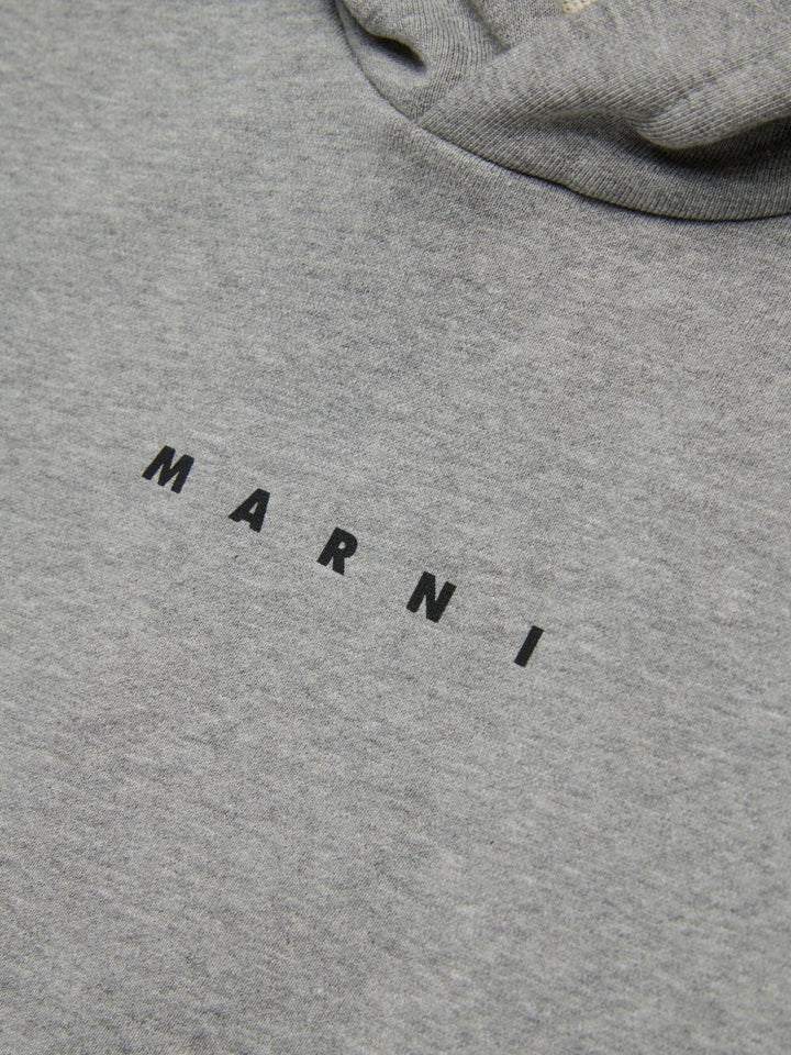 Marni Kids felpa grigia con cappuccio manica lunga
