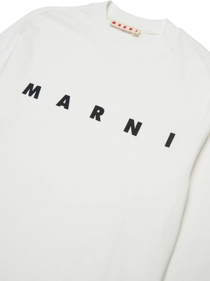 Marni Kids T-shirt bianca girocollo manica lunga