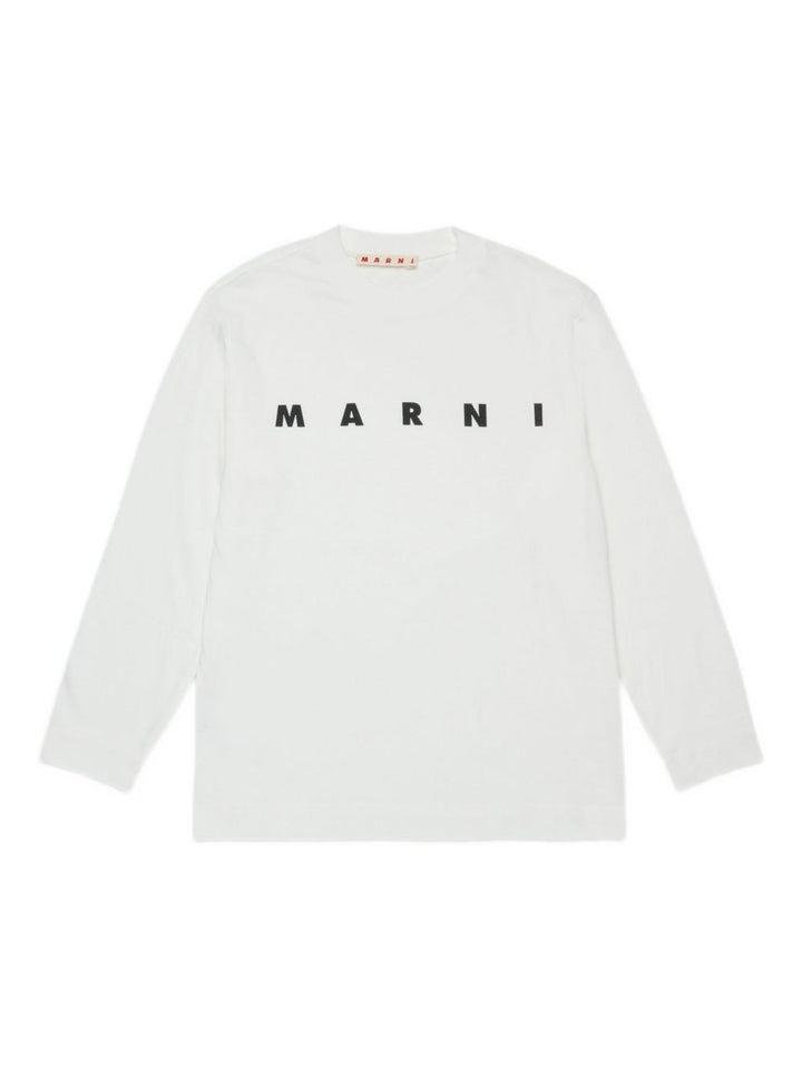 Marni Kids T-shirt bianca girocollo manica lunga