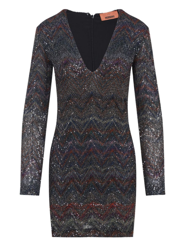 Missoni Abito nero in maglia a zig-zag
