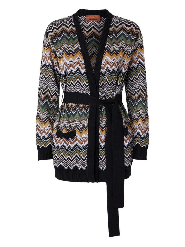 Missoni Cardigan con motivo chevron e cintura