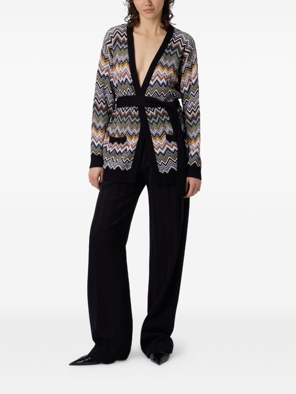 Missoni Cardigan con motivo chevron e cintura