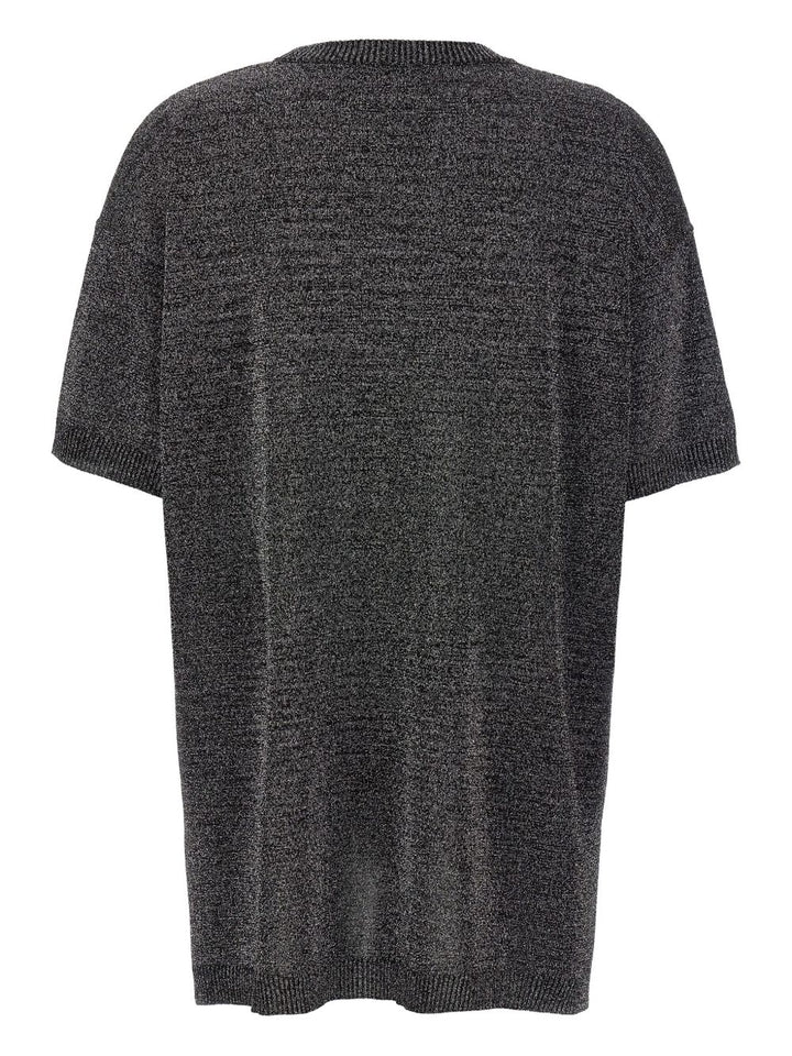 Missoni T-shirt girocollo in maglia lurex argento