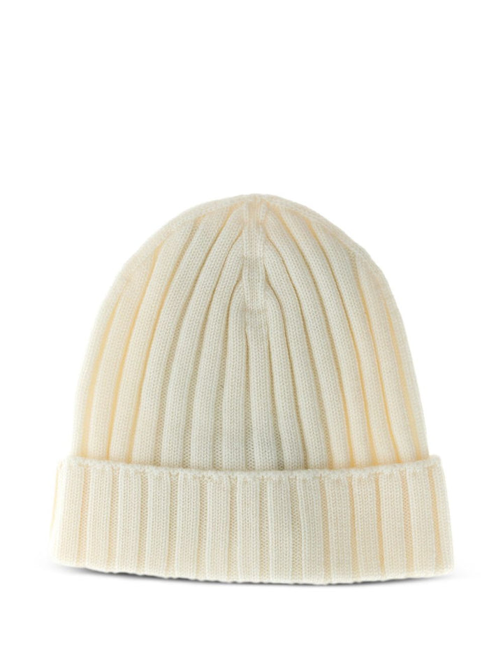 Moncler Enfant Berretto in maglia a coste con applicazione logo