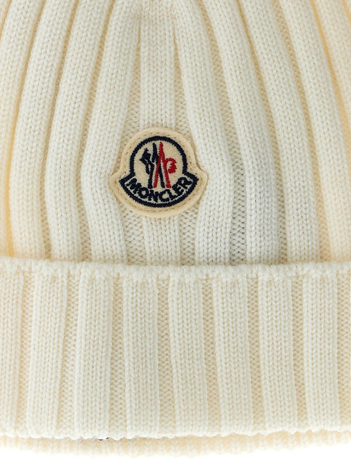 Moncler Enfant Berretto in maglia a coste con applicazione logo