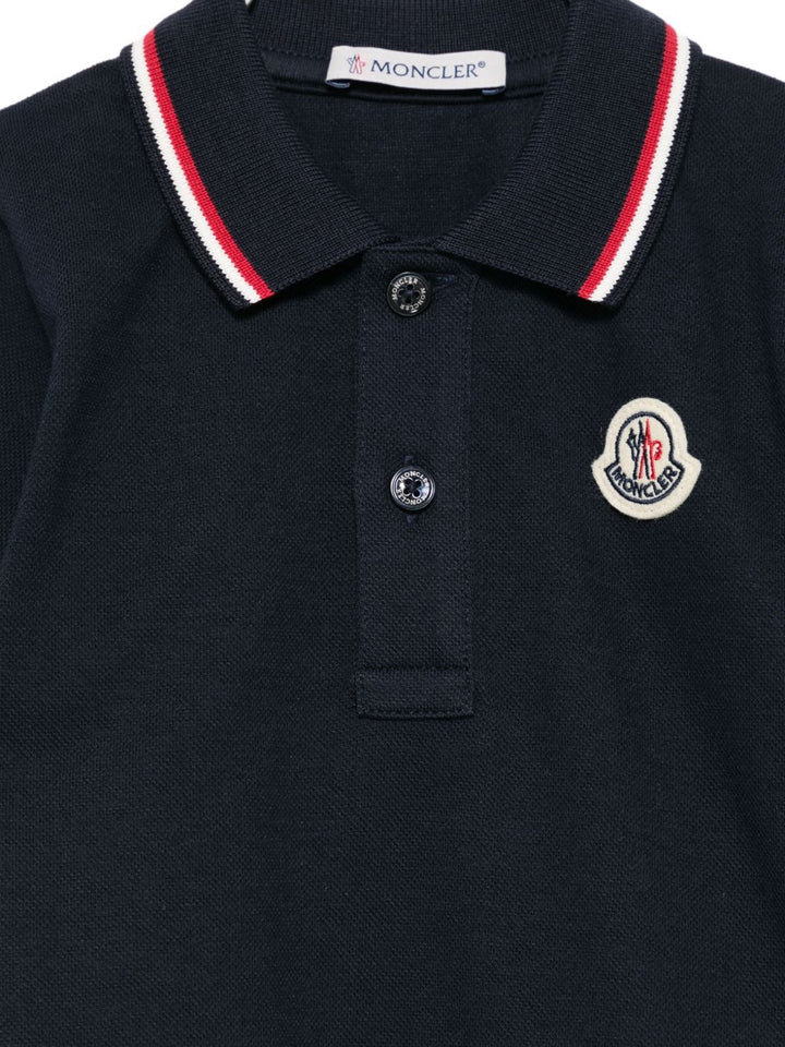 Moncler Enfant Polo con punta e patch con logo