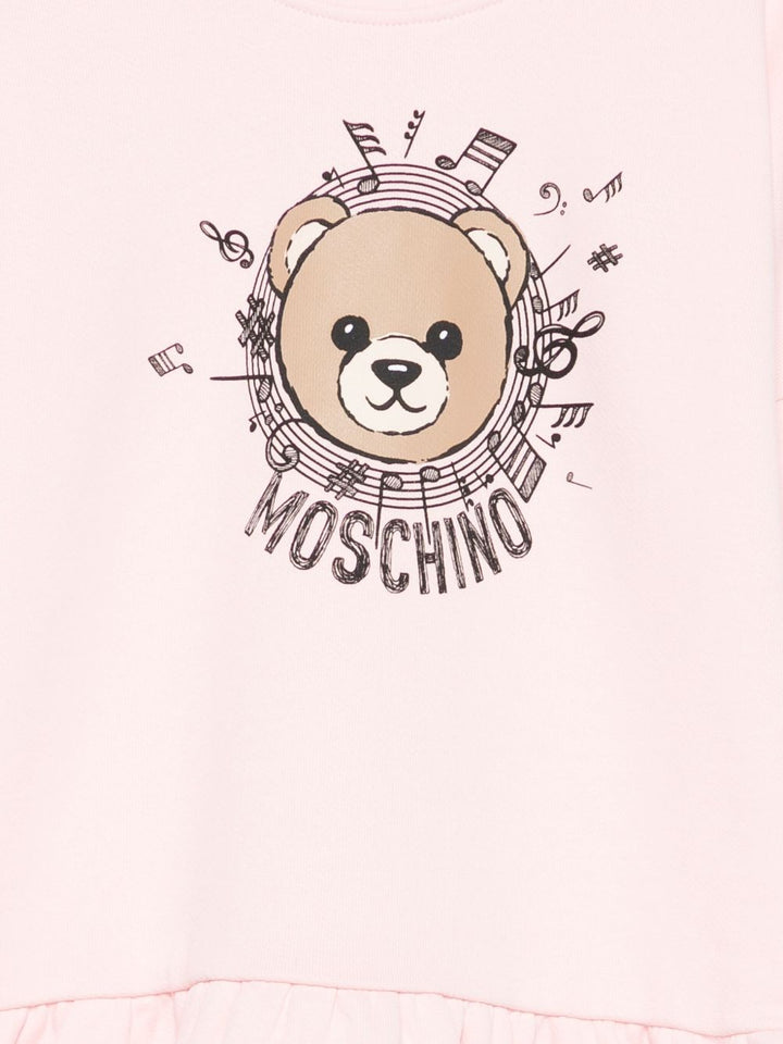 Moschino Kids Abito arricciato con stampa Teddy Bear