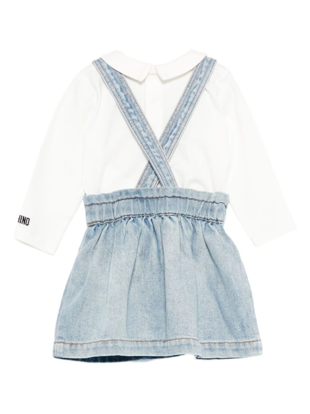 Moschino Kids Abito in denim con orsetto decorato